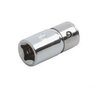 Convertidor adaptador de enchufe para llave de trinquete con unidad cuadrada a soporte de vástago hexagonal en acero al cromo vanadio para herramientas del hogar y jardín, acabado plateado (1/4 x 1/4
