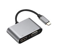 Convertidor AV Digital Multipuerto USB-C A HDMI Y VGA, Adaptador Con Salida De Vídeo 4K 1080P Y Función De Carga Rápida(2-in-1)