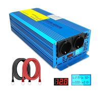 Convertidor Coche Inversor Onda Sinusoidal Pura 4000W DC 12V/24V A AC 110V/220V 50Hz/60Hz LED Y Pantalla Digital LCD Inversor Corriente Enchufe Universal 2AC Outlet(12V 220V 50Hz EU)
