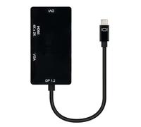 Convertidor - convertidor USB-C a VGA, DVI y HDMI 4K, 3 Puertos, Cable de 10 cm, Compatible con Dispositivos USB-C.