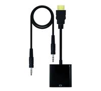 Convertidor - Convierte señales HDMI a SVGA con Audio, Cuenta con 1 Puerto HDMI y 1 Puerto VGA, Cable de 10 cm, Color Negro.