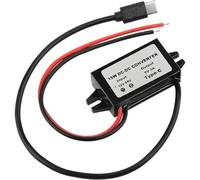 Convertidor de 12V a 5V 3A, módulo Reductor de DC-DC, Adaptador de Corriente USB-A Hembra/Tipo C/USB Dual/Conector de Cable Abierto, Resistente al Agua y al Calor(USB Type-C Connector)