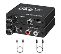 Convertidor de audio digital a analógico de 192 KHz, adaptador óptico a RCA, volumen ajustable, DAC con cable óptico, SPDIF TOSLINK a estéreo L/R y convertidores de conector de 3,5 mm