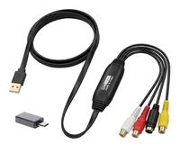 Convertidor de Captura de Vídeo USB Convertidor VHS a Digital Hi8 VHS a DVD Digital Grabber Grabador Grabadora Digitalizadora de Audio y Video Analógico a PC, Compatible con Windows 11/10/8/7/ Mac OS