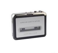 Convertidor de casete a MP3 y reproductor de cinta portátil para digitalizar casetes antiguos con captura USB, conector de 3,5 mm, marcha atrás, color plateado
