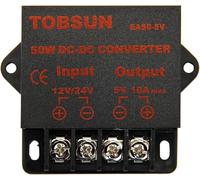 Convertidor de CC 12V/24V a 5V 10A, regulador de voltaje reductor, transformador de fuente de alimentación Buck para automoción y electrónica (CC 12V/24V a 5V 10A)