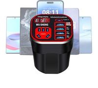 Convertidor de coche | Convertidor inversor tipo taza, cargador de control de calidad, electrónica automática, adaptador de salida de vehículo portátil, cargadores de teléfono celular estables para