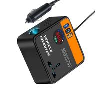 Convertidor de coche de a CA - Uso mejorado de la batería Convertidor de enchufe inteligente para vehículos | Diseño de pantalla digital Cuaderno de teléfono móvil Adaptador de cargador de coche