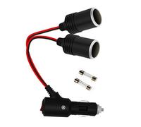 Convertidor de encendedor de vehículo a 2 salidas con fusibles de luz LED Cargadores de automóvil Adaptador Cable de alimentación de extensión Opción de 5 cm a 300 cm Alimentación doble para automóvil