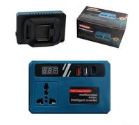 Convertidor de energía de batería con pantalla de corriente en tiempo real, salida de CA de 220 V, puertos USB duales para 48-11-1828 48-11-1840, protección contra sobrecarga de batería de 120 W (azul
