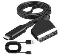 Convertidor de euroconector a HDMI, adaptador de audio de vídeo todo en uno con entrada euroconector y salida HDMI, adaptador euroconector HD 720/1080P a HDMI con cable USB para monitor HDTV