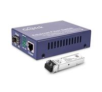 Convertidor de medios Gigabit Ethernet, 10/100/1000Mbps Networks Ethernet a fibra Media Converter, con 1 módulo SFP 1000Base-SX (1.25Gb/s, multimodo, Dual LC, 850nm, 550m)