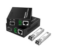 Convertidor de medios Módulo multimodo Gigabit SFP LC de fibra a RJ45, convertidor de medios Ethernet, transceptor óptico con 1,25G(1 PACK US Kit)