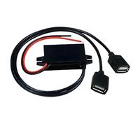 Convertidor de Potencia for Coche de 12V, 24V a 5V, 3A, Mini Adaptador de Salida USB, Fuente de alimentación de Voltaje Reductor, DC-DC con protección inversa(Dual Female USB)