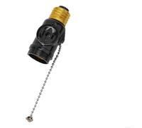 Convertidor de soporte de lámpara de base E26 a salida de CA dual con interruptor de cadena de tracción de encendido y apagado, carcasa de plástico negro para uso de iluminación interior y exterior