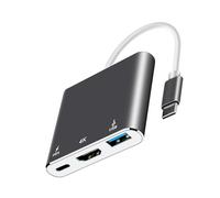 Convertidor de tipo C a HDMIS, adaptador USB C a HDMIS, salida de video 4K y dispositivos de carga rápida tipo C Hub