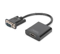 convertidor de vga a hdmi + audio (3 5 mm) full hd (1080p) tipo cable (15 cm) negro