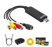 Convertidor de VHS a Digital, USB 2.0 Audio Video Grabber Capturadora de Video y Audio USB Convertidor VHS Digitalizar Convertidor analógico a digital para VHS DVD VCR Hi8 Compatible Windows 11/10/8/7