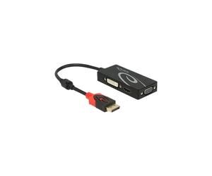 Convertidor de video - DELOCK - DisplayPort a HDMI/VGA/DVI - HD/4k Listo - Resolución 3840x2160 - Negro