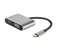 Convertidor de Video múltiple Masculino a Mujer, 4 en 1 USB C Hub,4K UHD Male a Femenino Convertidor de Video de múltiples muestras - HDTV Port Hub portátil para el Entretenimiento del Juego