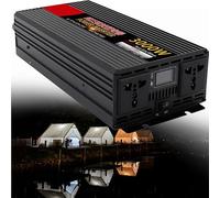 Convertidor de Voltaje 1200W/1600W/2000W/2500W/3000W/4000W/5000W/6000W/8000W Inversor Onda Pura DC 12V/24V/48V/60V/72V a AC 110V/220V 230V Transformador con 2 AC Tomas,Pantalla(3000W,60Vto110V)