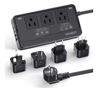 Convertidor de voltaje de 2000 W de Estados Unidos a Europa para secadores de pelo, convertidor 7 en 1 de 220 V a 110 V para viajes europeos con 3 puertos AC/2 USBA/2 USBC, adaptador de convertidor de