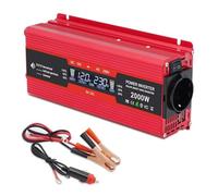 Convertidor de Voltaje Inversor Universal para Coche De 12 V/24 V CA 220 V con Pantalla LED 4 USB para Exteriores Camping Adaptador De Transferencia De Energía(2000W LCD Red,12V)