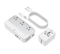 Convertidor de voltaje universal de nosotros a Europa, 220 V a 110 V Power Travel Converter Combo, adaptador europeo reductor de 250 W 220 a 110 para Reino Unido Italia, Transformador de viaje europeo