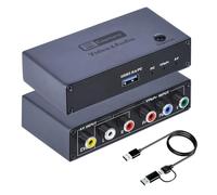 Convertidor digital VHS RCA YPbPr actualizado 2026, 1080P 60Hz Componente Componente Audio Video Video a USB Tarjeta de captura de video para VHS VCR DVD PS2 Wii N64, compatible con Windows Mac Linux