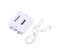 Convertidor HDMI a RCA, HD 1080p Digital HDMI a RCA Video Compuesto Audio AV CVBS Adaptador Convertidor con Cable de Carga USB para TV, VHS VCR, Grabadora de DVD(Blanco)