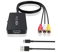 Convertidor HDMI a RCA, HDMI a AV, 1080P HDMI a 3RCA CVBS AV Video Compuesto Audio Convertidor Adaptador Compatible con PAL/NTSC con Cable de Carga USB para PC, portátil, HDTV y DVD