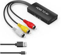 Convertidor HDMI a RCA, HDMI a AV 3RCA CVBs Adaptador convertidor de Audio de vídeo Compuesto para TV Antigua, Compatible con PAL/NTSC para Roku, Android TV Box, DVD, etc