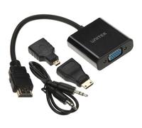 Convertidor HDMI a VGA + audio + adaptadores micro y mini Y-6355