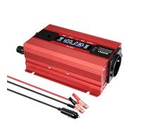 Convertidor Inversor Corriente con Pantalla LCD 1500 W/2000 W/2600 W Convertidor Voltaje CC 12 V A CA 220 V Inversor para Coche(1500W Peak Red)