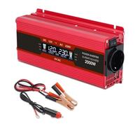 Convertidor Inversor Corriente con Pantalla LCD 1500 W/2000 W/2600 W Convertidor Voltaje CC 12 V A CA 220 V Inversor para Coche(2000W Peak Red)