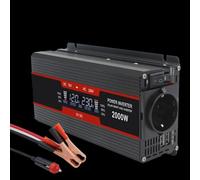 Convertidor Inversor Corriente con Pantalla LCD 1500 W/2000 W/2600 W Convertidor Voltaje CC 12 V A CA 220 V Inversor para Coche(2000W Peak Black)