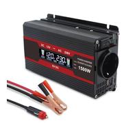 Convertidor Inversor Corriente con Pantalla LCD 1500 W/2000 W/2600 W Convertidor Voltaje CC 12 V A CA 220 V Inversor para Coche(1500W Peak Black)