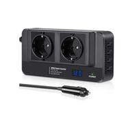 Convertidor Inversor Corriente Convertidor Automático CC De 12V A Ca De 220V Y 200W Cargador Carga Rápida USB Tipo C Adaptador Corriente Inversor Enchufe Europeo Inversor Corriente Coche(EU 220V)