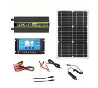 Convertidor Inversor Transformador Inversor Corriente Solar Onda Sinusoidal Pura para Coche 3000-8000 W 12 V 220 V 20 W 18 V Kit Controlador 30 A Generación Energía Solar(Peak 6000W Set)