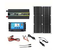 Convertidor Inversor Transformador Inversor Corriente Solar Onda Sinusoidal Pura para Coche 3000-8000 W 12 V 220 V 20 W 18 V Kit Controlador 30 A Generación Energía Solar(Peak 4000W Set)