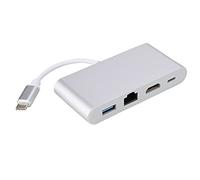 Convertidor multifunción 4 en 1 Tipo C a USB3.0 RJ45 HDMI PD, Adaptador convertidor Tipo C, concentrador convertidor de vídeo 4K con Fast Ethernet y Puerto de Carga, diseño
