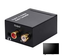 Convertidor óptico - Frecuencia de muestreo de 192 kHz + carcasa de zinc mate, señal coaxial de fibra óptica a amplificador convertidor de audio R/L, jack de 3,5 mm, digital | de