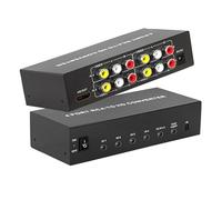 Convertidor RCA a HDMI 4 AV (rojo, amarillo y blanco) adaptador de entrada a salida HDMI, adaptador RCA de audio compuesto a HDMI1080P/720P, con control remoto y alimentación, para Wii/TV/PC/PS3/STB