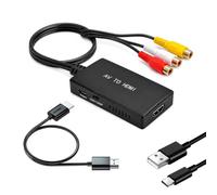 Convertidor RCA a HDMI, adaptador AV 1080P a HDMI, para Wii PS2/Xbox/SNES | Soporta estándares PAL/NTSC, 720P/1080p (60 Hz), compuesto CVBS AV Phono analógico a HDMI Video Audio,Unidireccional