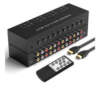Convertidor RCA a HDMI de 8 Puertos 1080P/720P RCA Compuesto CVBS AV Interruptor a HDMI convertidor Adaptador Compatible con Interruptor 4:3/16:9, para Sega Xbox PS1 PS2 PS3 N64 NGC SNES Wii VHS VCR