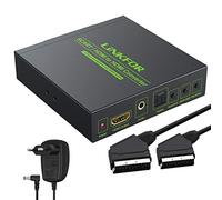 Convertidor Scart a HDMI 1080P Adapdator SCART + HDMI a HDMI Compatible con RGB (50 / 60Hz) y CVBS (NTSC/PAL) con Entrada 3.5mm y Audio Coaxial 2.0CH para HDTV STB PS3 Sky BLU-Ray DVD
