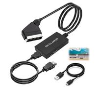 Convertidor SCART a HDMI, Adaptador Euroconector a HDMI 1080P 720P con Interruptor, Adaptador para TV Monitor Proyector, Conversor de Vídeo para VHS DVD STB Consolas Retro con Cable y Alimentación USB