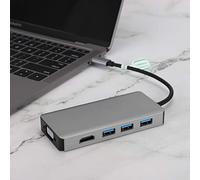 Convertidor Tipo C, Convertidor Multifunción Tipo C, con Interfaz de Expansión VGA + HDMI + USB3.0 X 3, para Video 4K HD, con Alto Rendimiento