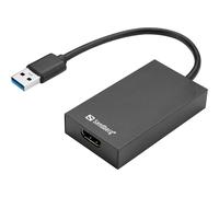 Convertidor USB 3.0 a HDMI - Sandberg - 134-42 - Negro - USB 3.0 - HDMI