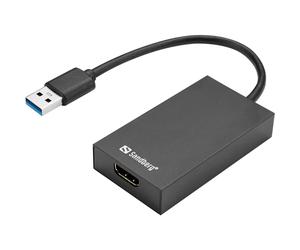 Convertidor USB 3.0 a HDMI - Sandberg - 134-42 - Negro - USB 3.0 - HDMI
